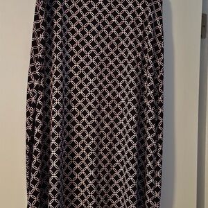East 5th Black and White and Red Patterned Midi Skirt